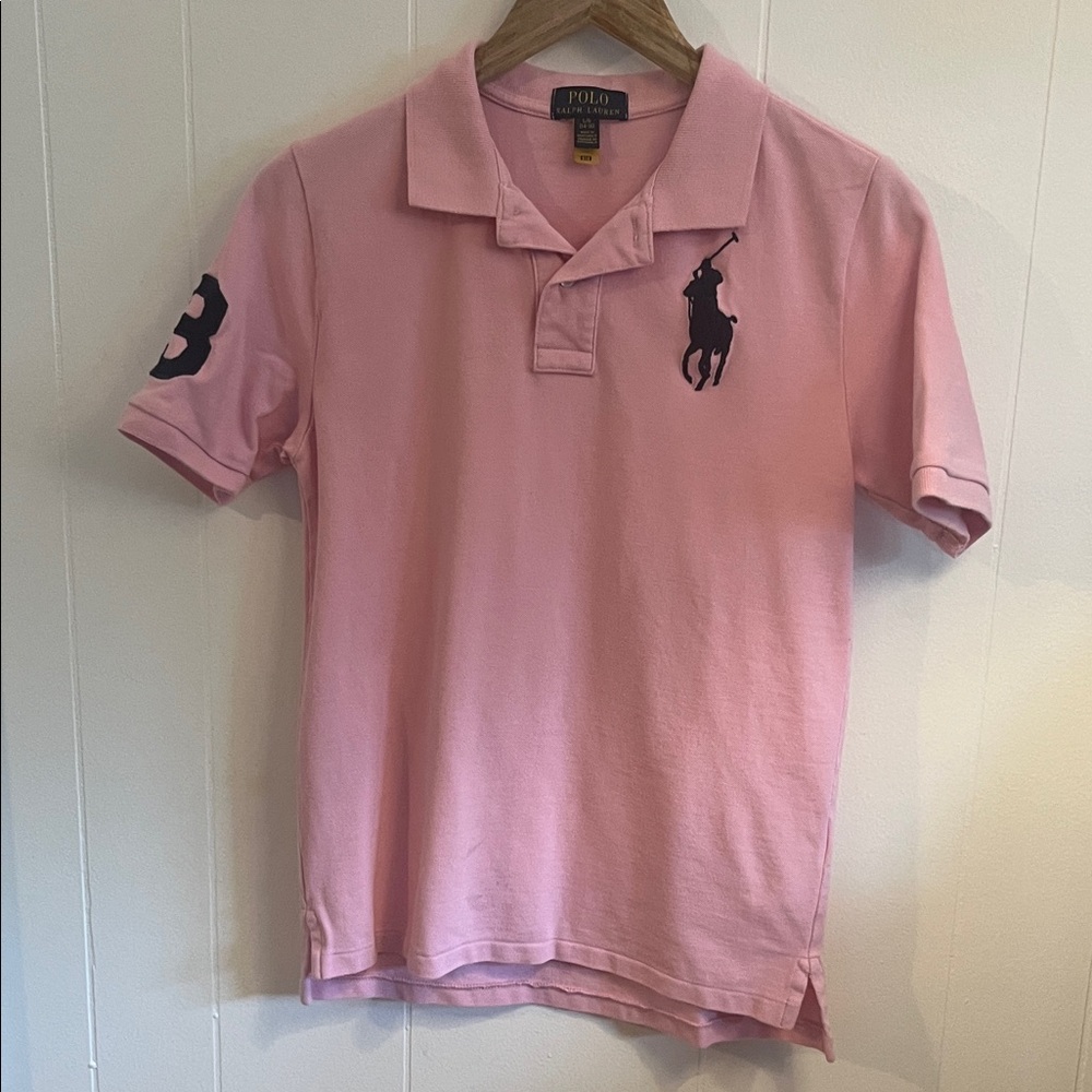 Ralph Lauren Light Pink Polo with Navy Logo (Boys)